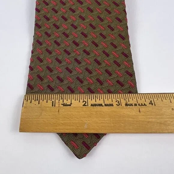 Ermenegildo Zegna Men's Textured Tie Pink Purple Brown Geometric Design - Picture 2 of 9